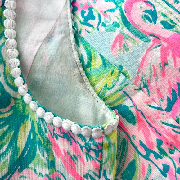 Lilly Pulitzer Mila Dress Seasalt Blue Animal Parade Scallop Trim Pink Size 6 - Picture 14 of 14